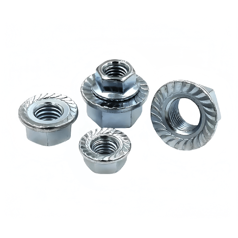 Zinc plated serrated flange nuts for automotive, machinery and steel structure fastening