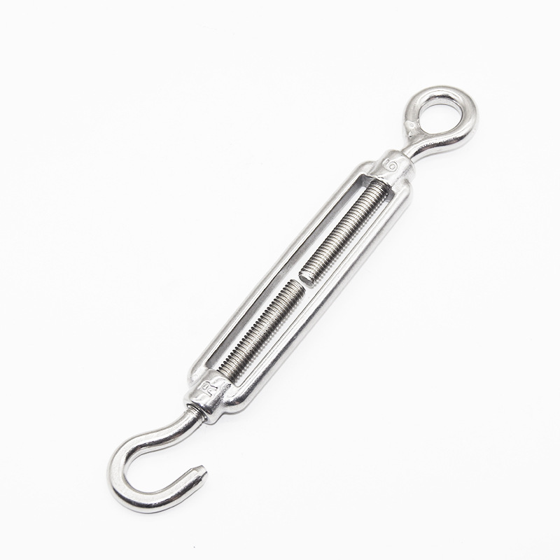 Zinc plated hook and eye turnbuckle for wire rope cable tensioning