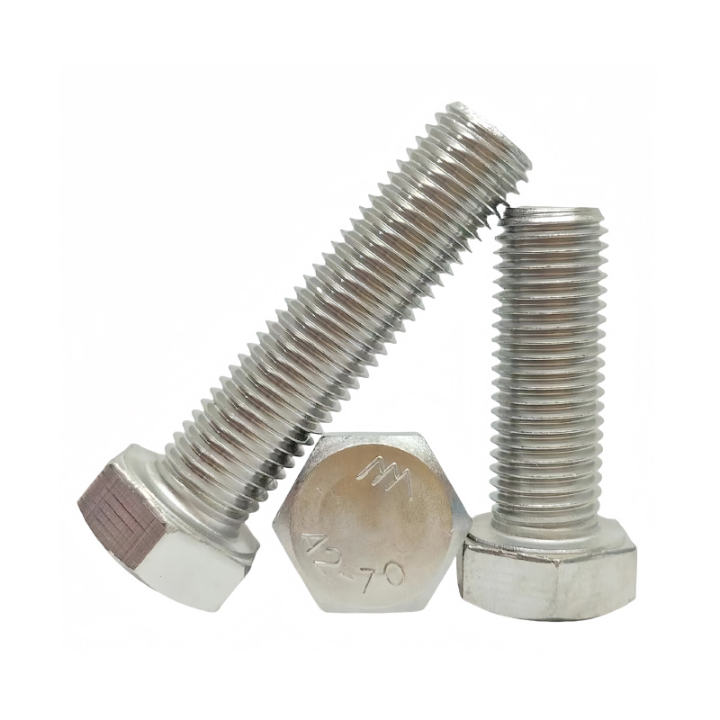 A2-70 stainless steel fully threaded hex bolts with visible head marking