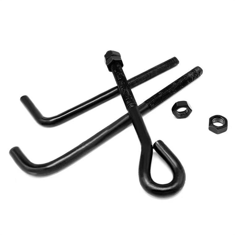 High strength black L type and eye anchor bolts with hex nuts