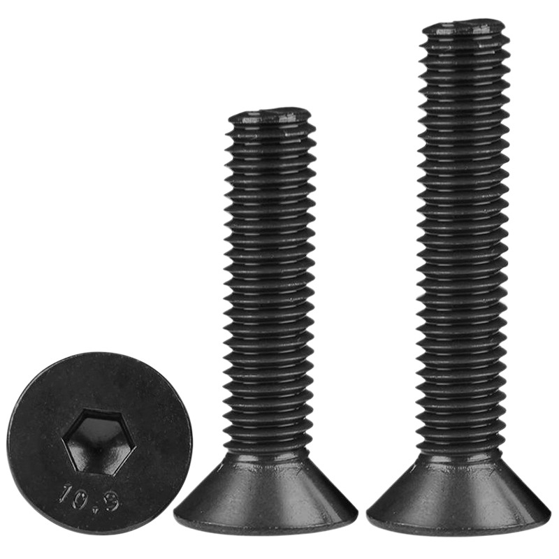 Grade 10.9 high strength flat head socket bolts with black finish