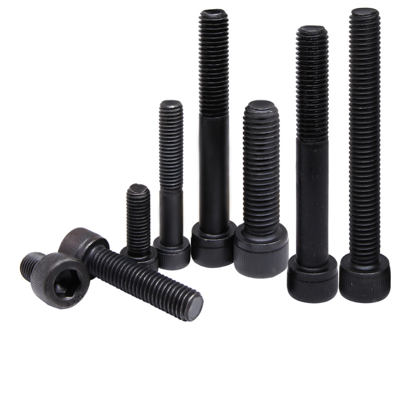 High strength black socket head cap screws in assorted sizes