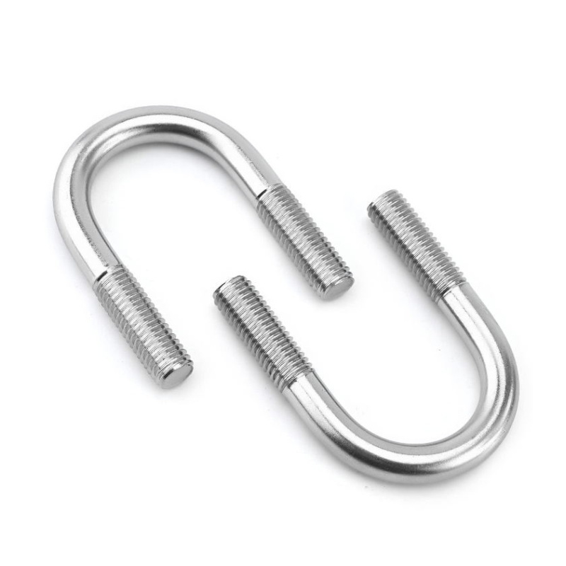 Stainless steel round bend U-bolts with threaded ends for pipe support